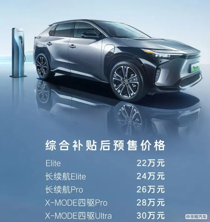广汽丰田bZ4X开启预售 22万起/续航615公里
